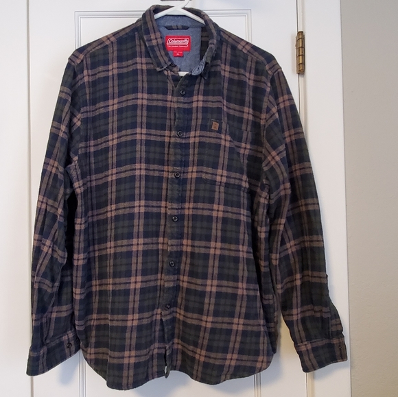 Coleman XL Plaid blue/green flannel long sleeve shirt X-Large Outdoors Camping - Picture 1 of 4